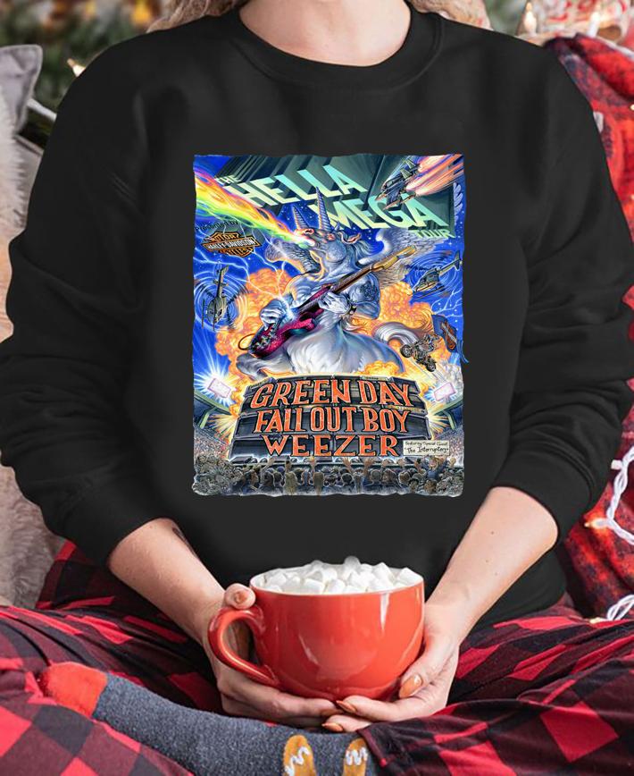 The Hella Mega Green Day Fall Out Boy Announce Tour Weezer Moto Harley Davidson Logo Ponycorn Poster t-shirt sweatshirt