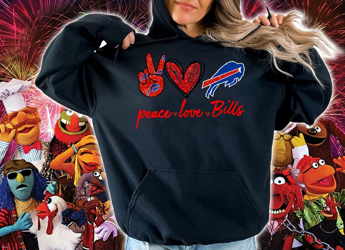 Glitter Peace love and Buffalo Bills t-shirt hoodie
