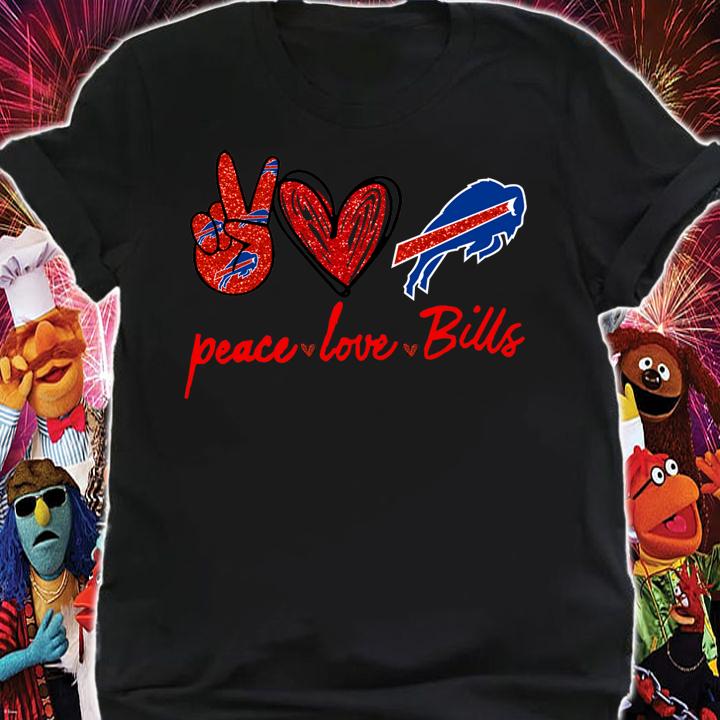Glitter Peace love and Buffalo Bills t-shirt shirt