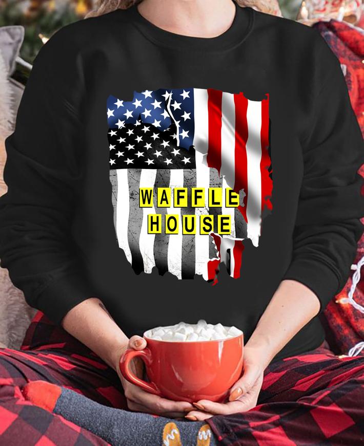 Waffle House Logo Inside American Flag 4th Of July t-shirt sweatshirt