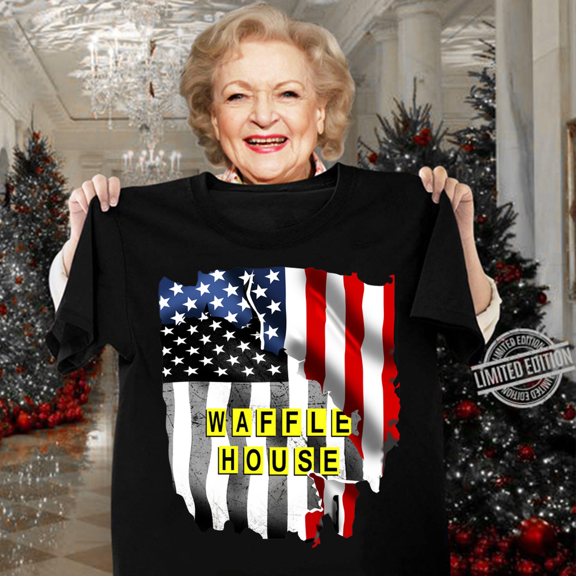 Waffle House Logo Inside American Flag 4th Of July t-shirt woman shirt