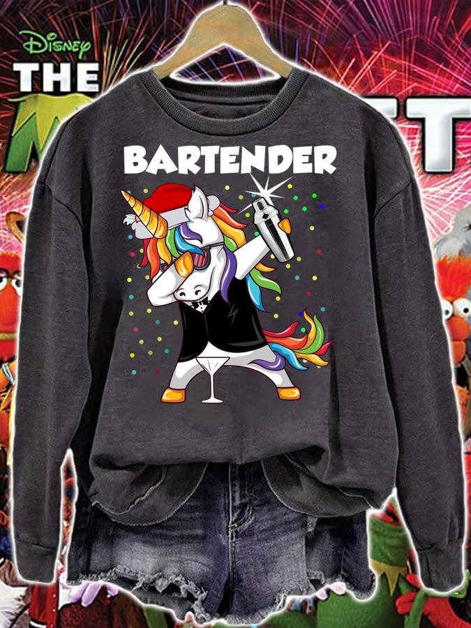 Bartender Unicorn Santa Christmas Santa lover gifts t-shirt sweatshirt