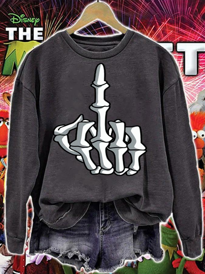 Skeleton Middle Finger Fuck You Halloween t-shirt sweatshirt