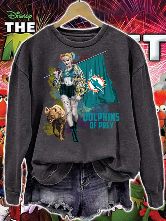 Hot Harley Quinn Miami Dolphins Of Prey Miami Dolphins Flag t-shirt sweatshirt