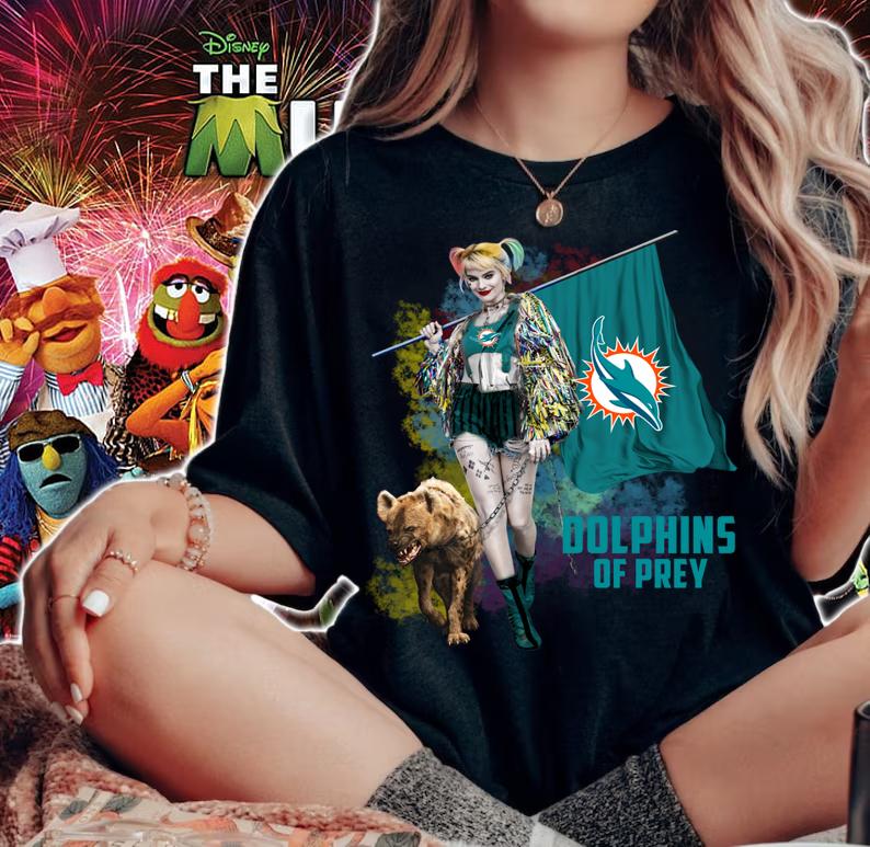 Hot Harley Quinn Miami Dolphins Of Prey Miami Dolphins Flag t-shirt woman shirt