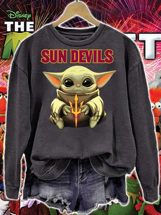 Baby Yoda hug Arizona State Sun Devils t-shirt sweatshirt