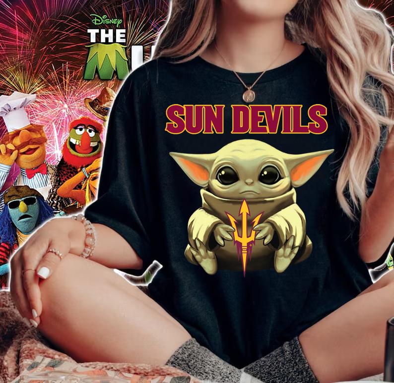 Baby Yoda hug Arizona State Sun Devils t-shirt woman shirt