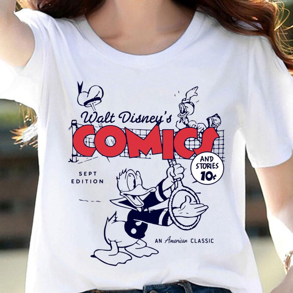 Disney Donald Duck Playing Tennis Retro Comic Cover Hat t-shirt woman shirt