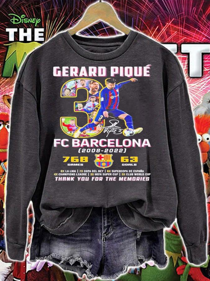 Gerard Pique FC Barcelona 2008 2022 768 ganes 63 goals thank you for the memories shirt t-shirt sweatshirt