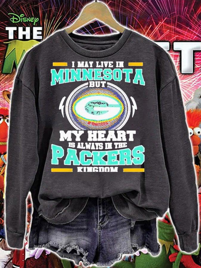 I may live in Minnesota but my heart is always in the Green Bay Packer kingdom shirt t-shirt sweatshirt