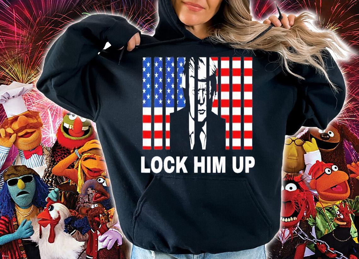 FBI Searches Trump House Lock Him Up Anti-Trump American Flag Jail T-Shirt t-shirt hoodie