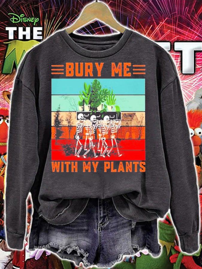 Bury Me With My Plants Skeleton Squad Funny Plants Lover T-Shirt t-shirt