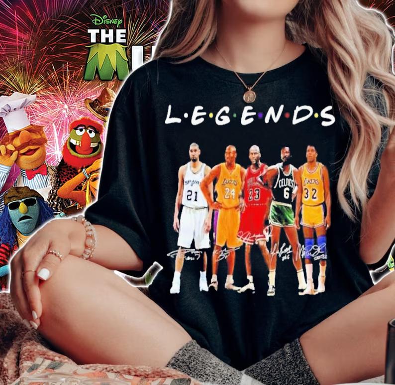 Legends Tim Duncan Kobe Bryant Michael Jordan Bill Russell And Magic Johnson Signatures Shirt t-shirt