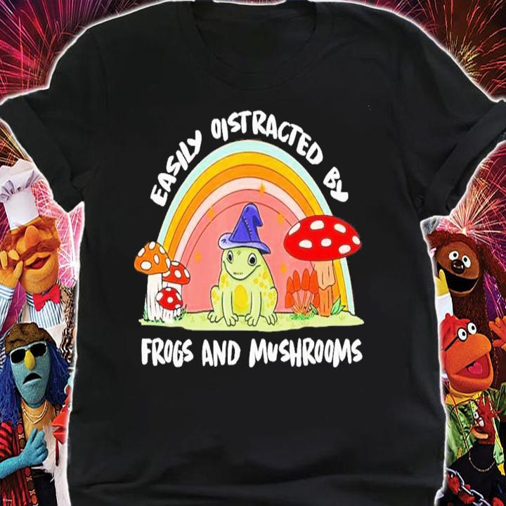 Cottage Core Aesthetic Frog Wizard On Mushroom Rainbow T-Shirt t-shirt