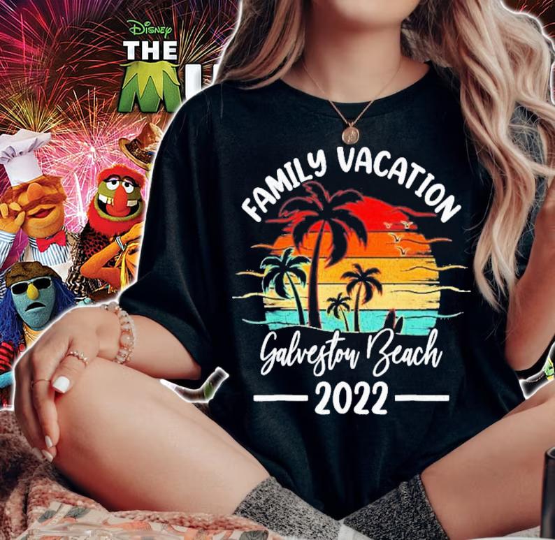 Family Vacation 2022 Texas Galveston Beach Vintage T-Shirt t-shirt