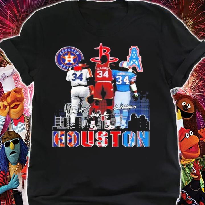 Houston Sport Nolan Ryan's Hakeem Olajuwon And Earl Campbell Signatures Shirt t-shirt shirt