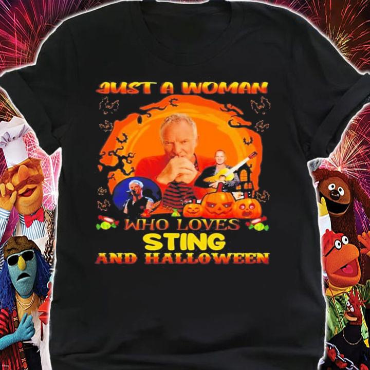 Just A Woman Who Loves Sting And Halloween Shirt t-shirt