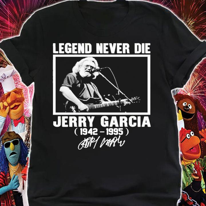 Legend Never Die Jerry Garcia Rock 1942-1995 Signature T-Shirt t-shirt