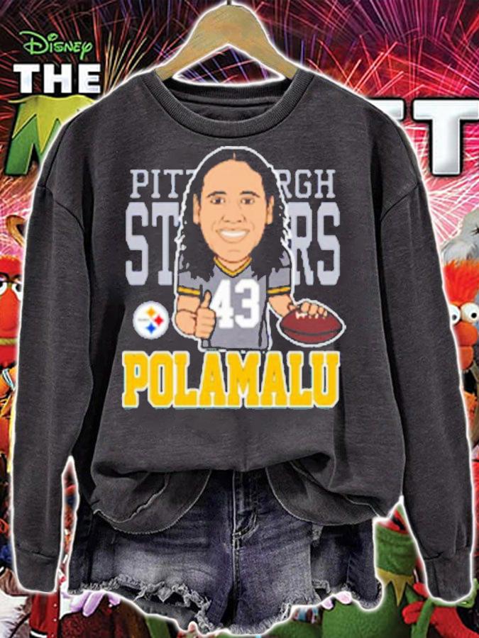 NFL Troy Polamalu Pittsburgh Steelers Mitchell Ness Caricature Shirt t-shirt