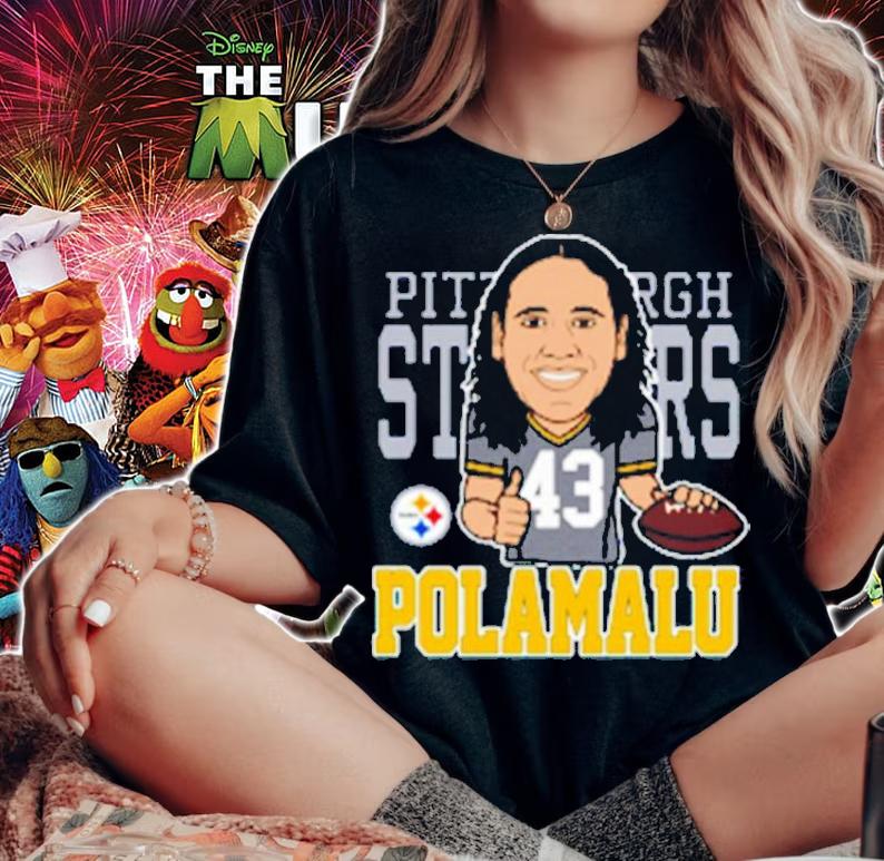 NFL Troy Polamalu Pittsburgh Steelers Mitchell Ness Caricature Shirt t-shirt