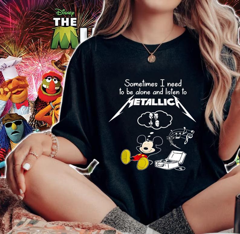 Mickey Mouse Sometimes I Need To Be Alone And Listen Metallica t-shirt woman shirt