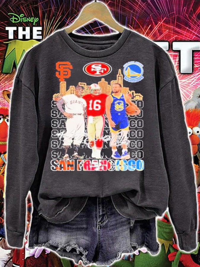 San Francisco Joe Montana Stephen Curry And Willie Mays Signatures Shirt t-shirt sweatshirt