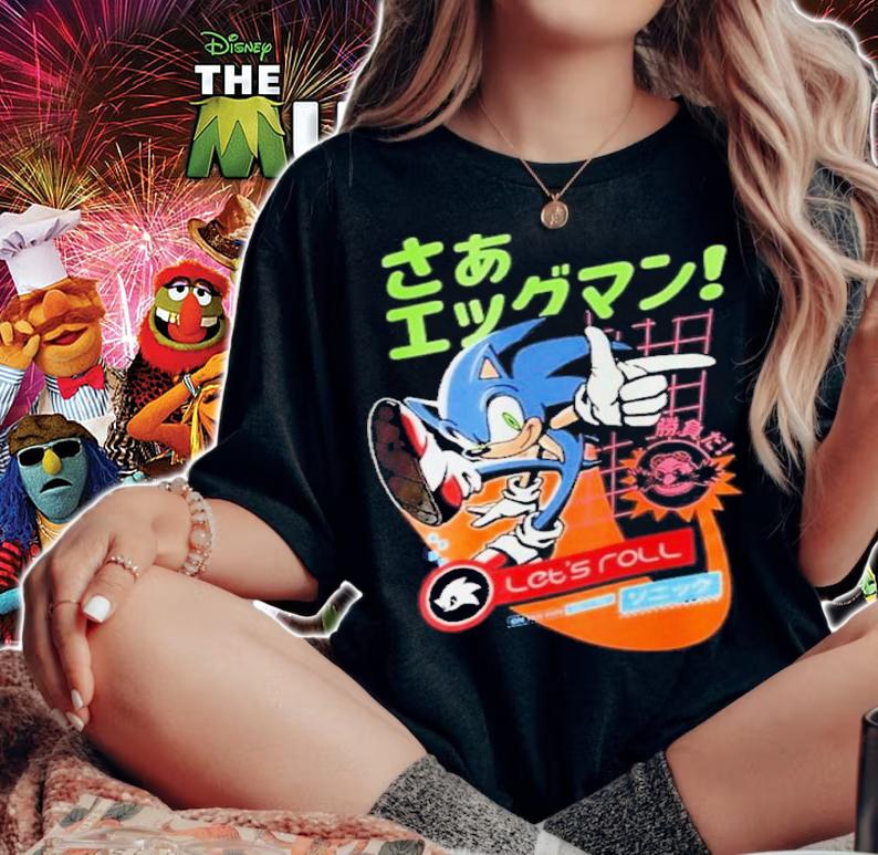 Sonic The Hedgehog With Kanji Shirt t-shirt woman shirt