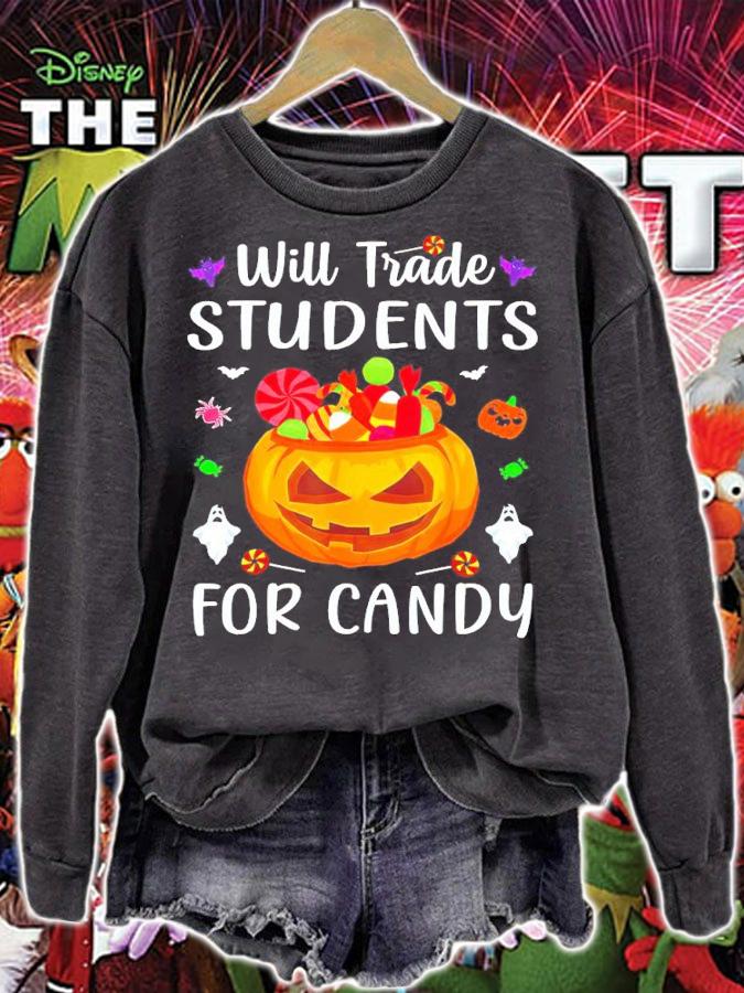Will Trade Students For Candy Teacher Halloween Costume T-Shirt t-shirt