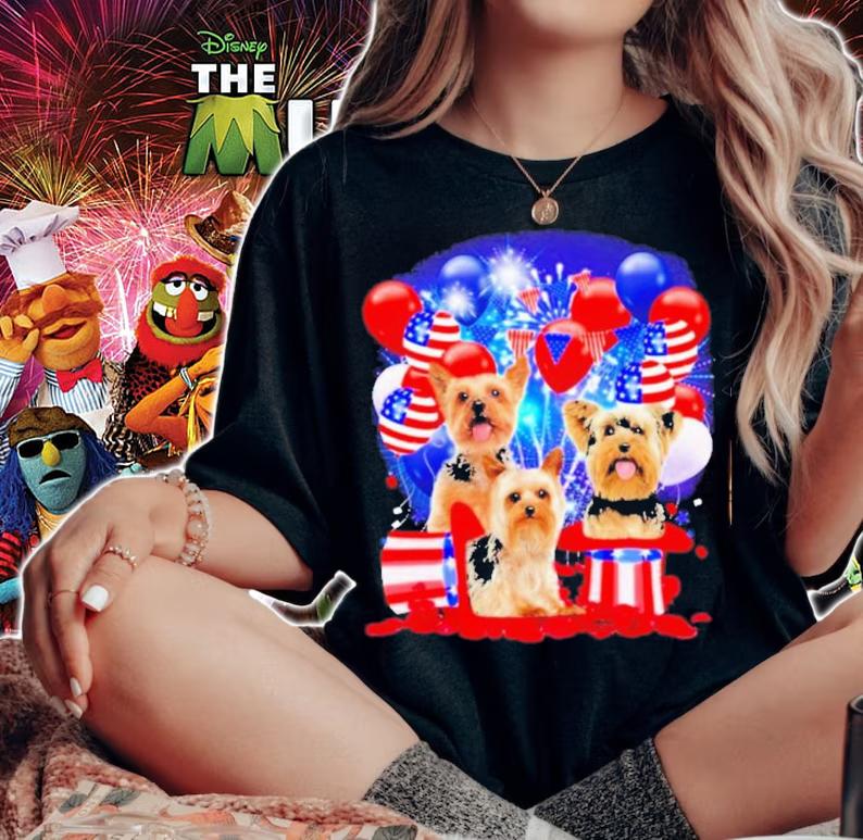 Yorkshire Terrier Ballons Fireworks Balloons Fireworks Shirt t-shirt woman shirt