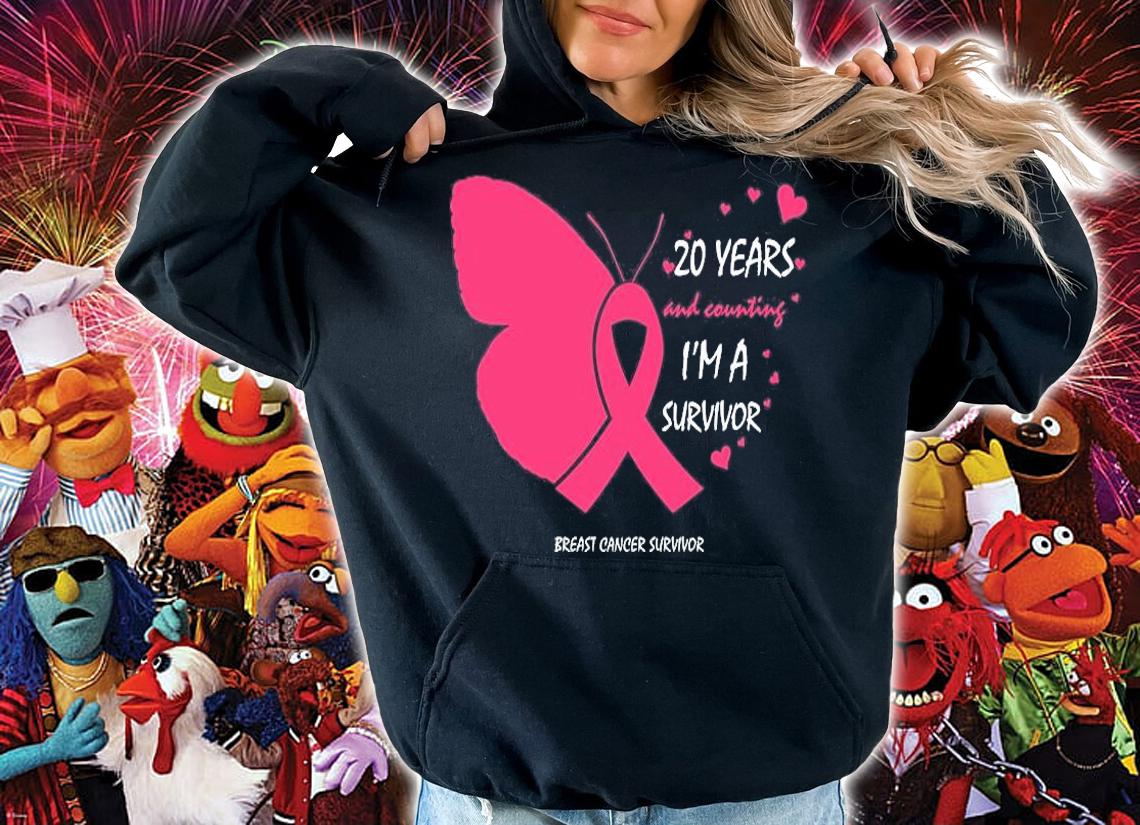 20 Years Breast Cancer Free Gifts Butterfly Pink T-Shirt t-shirt