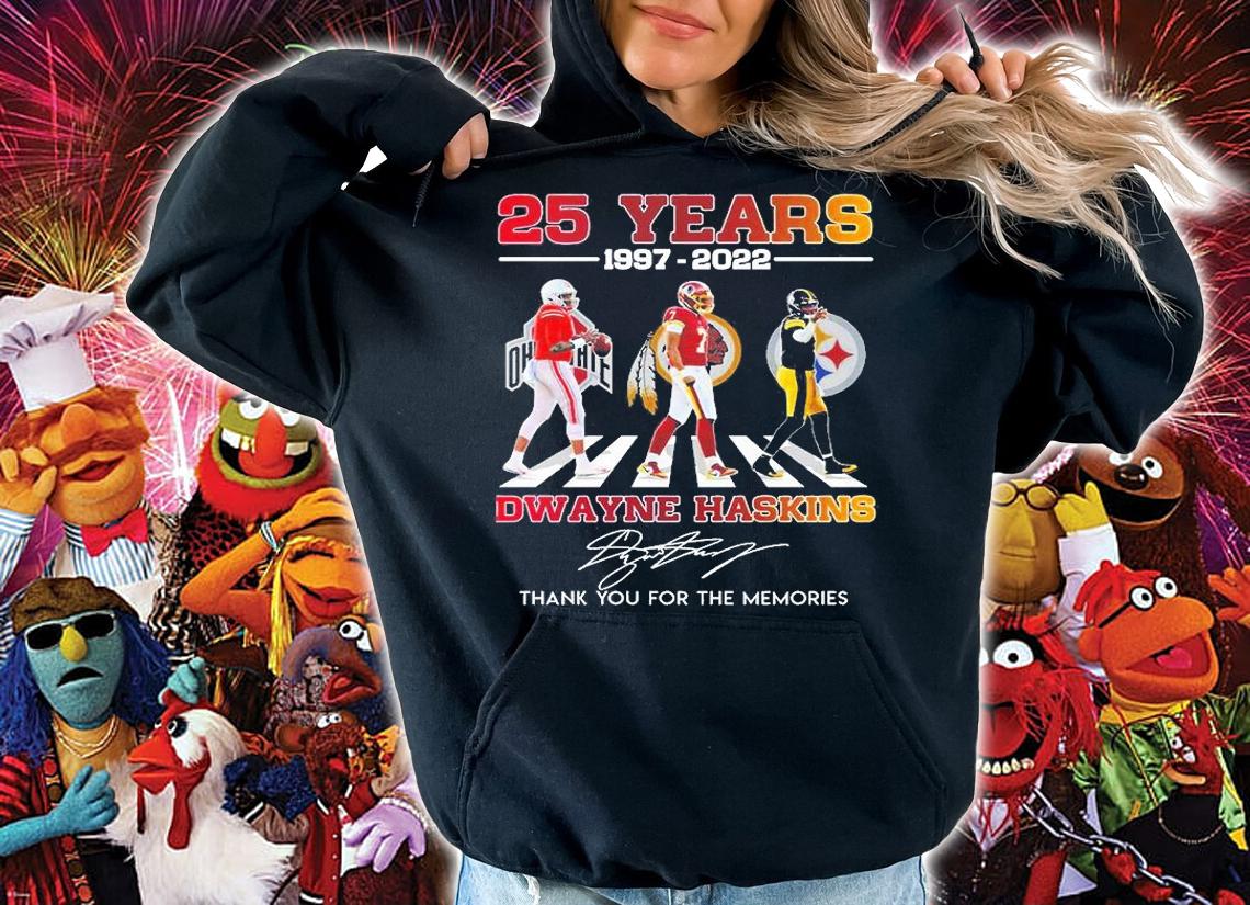 25 Years 1997 2022 Dwayne Haskins Signature Abbey Road Thank You For The Memories T-Shirt t-shirt