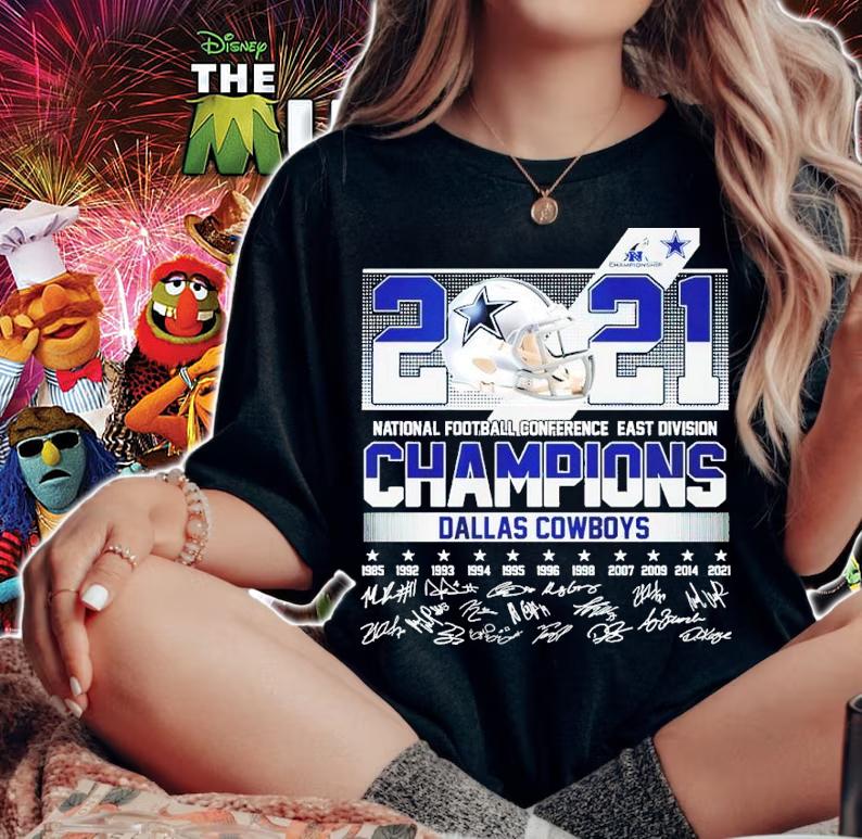 2021 National football conference east division champions Dallas Cowboys signatures shirt t-shirt