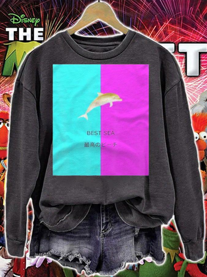 90S Aesthetic Vaporwave Style Inspired Dolphin Shirt t-shirt sweatshirt