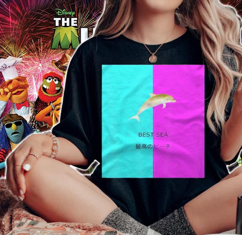 90S Aesthetic Vaporwave Style Inspired Dolphin Shirt t-shirt woman shirt