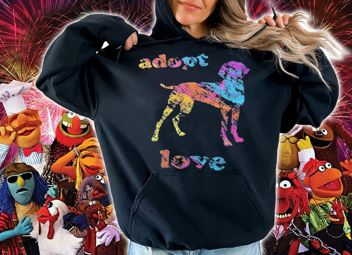 Adopt love colour dog T-shirt t-shirt