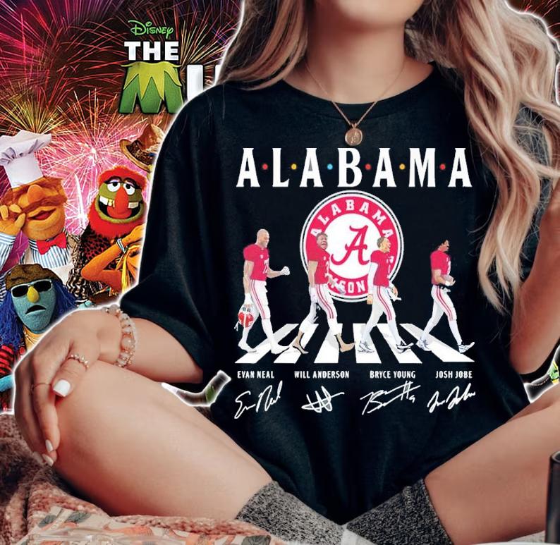 Alabama Crimson Tide Evan Neal Will Anderson Bryce Young Josh Jobe Abbey Road signatures shirt t-shirt