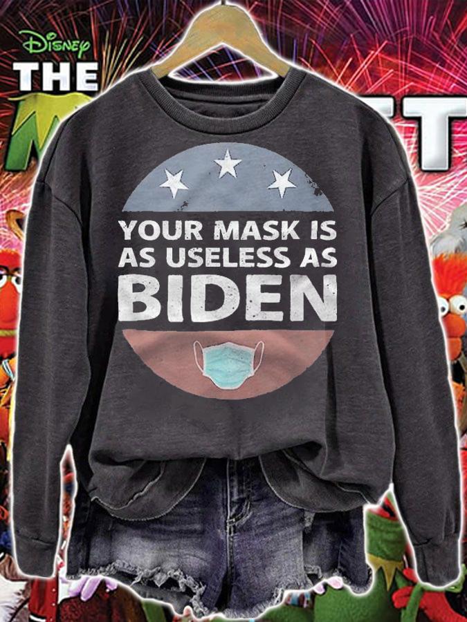 Anti Biden Your Mask Is As Useless As Biden USA Flag T-Shirt t-shirt
