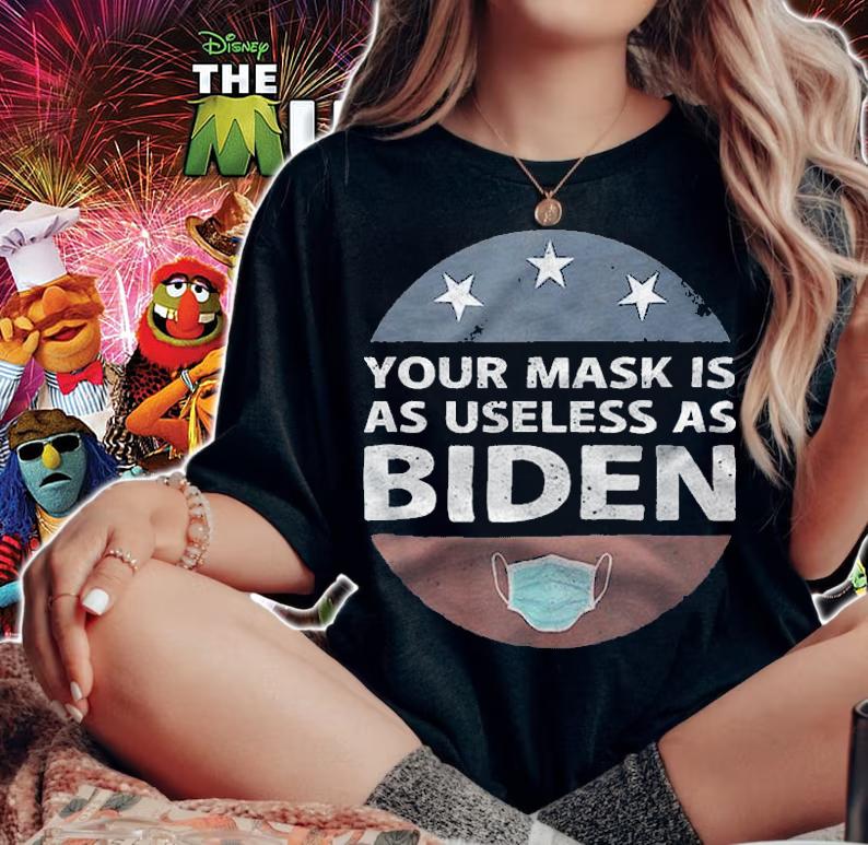 Anti Biden Your Mask Is As Useless As Biden USA Flag T-Shirt t-shirt