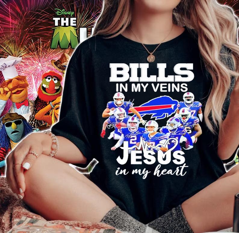 Buffalo Bills In My Veins Jesus In My Heart Signatures Shirt t-shirt woman shirt