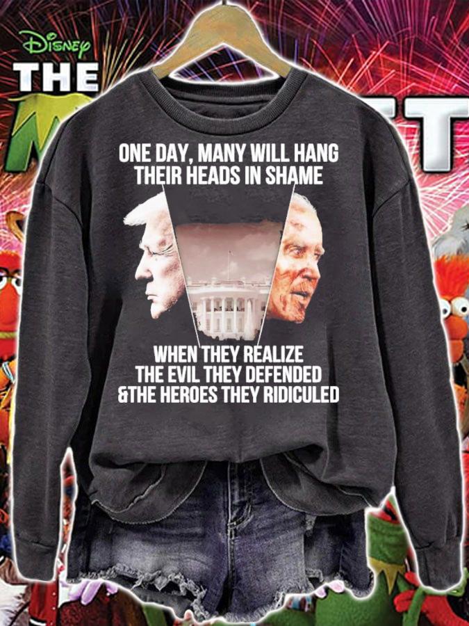Donald Trump And Joe Biden One Day Many Will Hang Their Heads In Shame Shirt t-shirt sweatshirt
