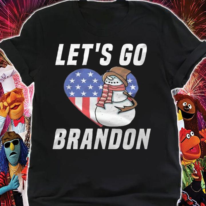 F Joe Biden let's Go Brandon Peaceful Snowman Heart Flag White T-Shirt t-shirt shirt