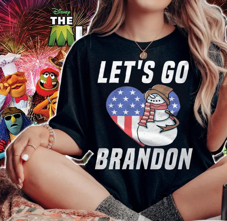 F Joe Biden let's Go Brandon Peaceful Snowman Heart Flag White T-Shirt t-shirt woman shirt