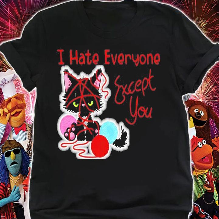 I Hate Everyone Except You Valentines Cute Cat T-Shirt t-shirt