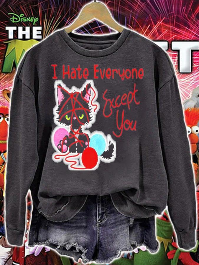 I Hate Everyone Except You Valentines Cute Cat T-Shirt t-shirt