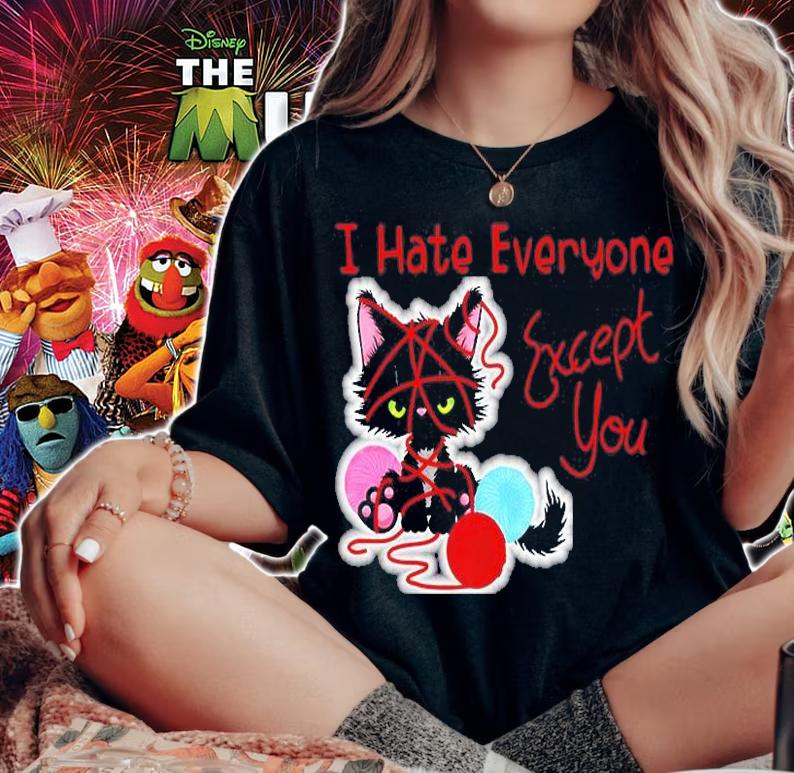 I Hate Everyone Except You Valentines Cute Cat T-Shirt t-shirt