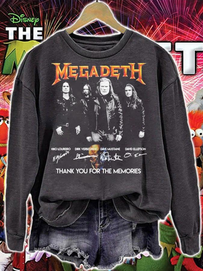 Mega Deth Kiko Loureiro Dirk Verbeuren Dave Mustaine David Ellefson signatures shirt t-shirt sweatshirt