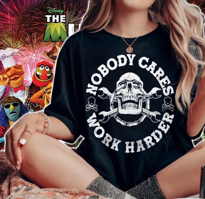 Nobody Cares Work Harder Skull Mechanic Engineer Pullover Shirt t-shirt woman shirt