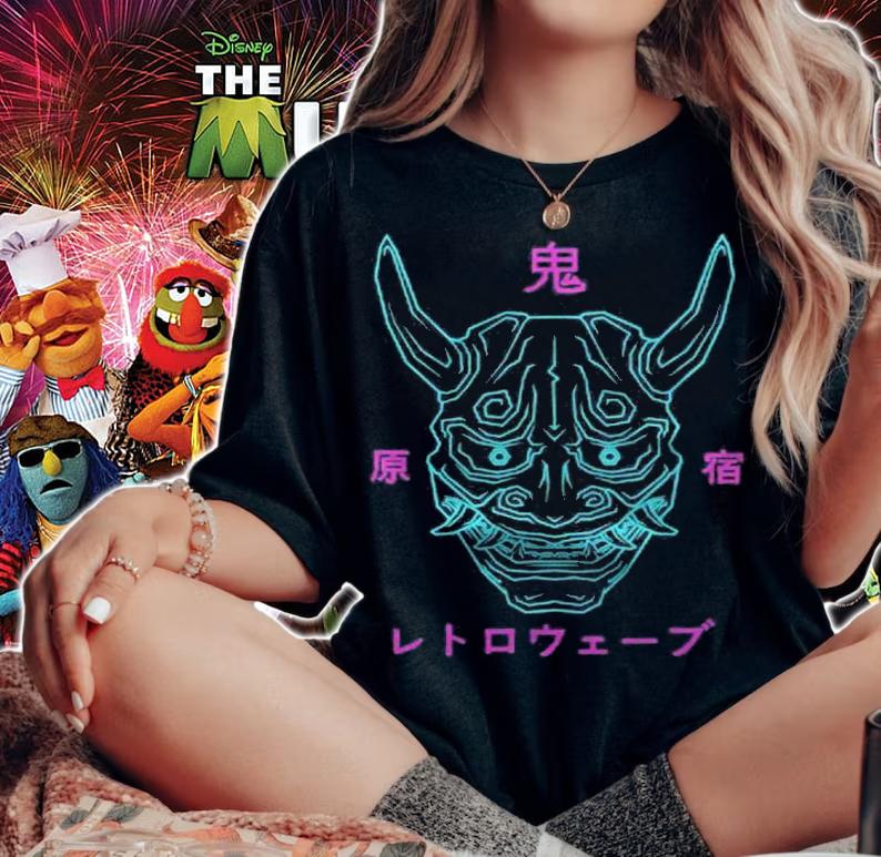 Yokai Oni  Japanese Aesthetic Retrowave Harajuku Streetwear Shirt t-shirt woman shirt