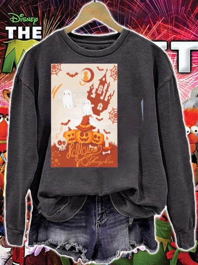 Halloween Pumpkin Face With Cute Ghost Classic T-shirt t-shirt sweatshirt