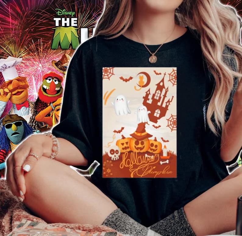 Halloween Pumpkin Face With Cute Ghost Classic T-shirt t-shirt woman shirt